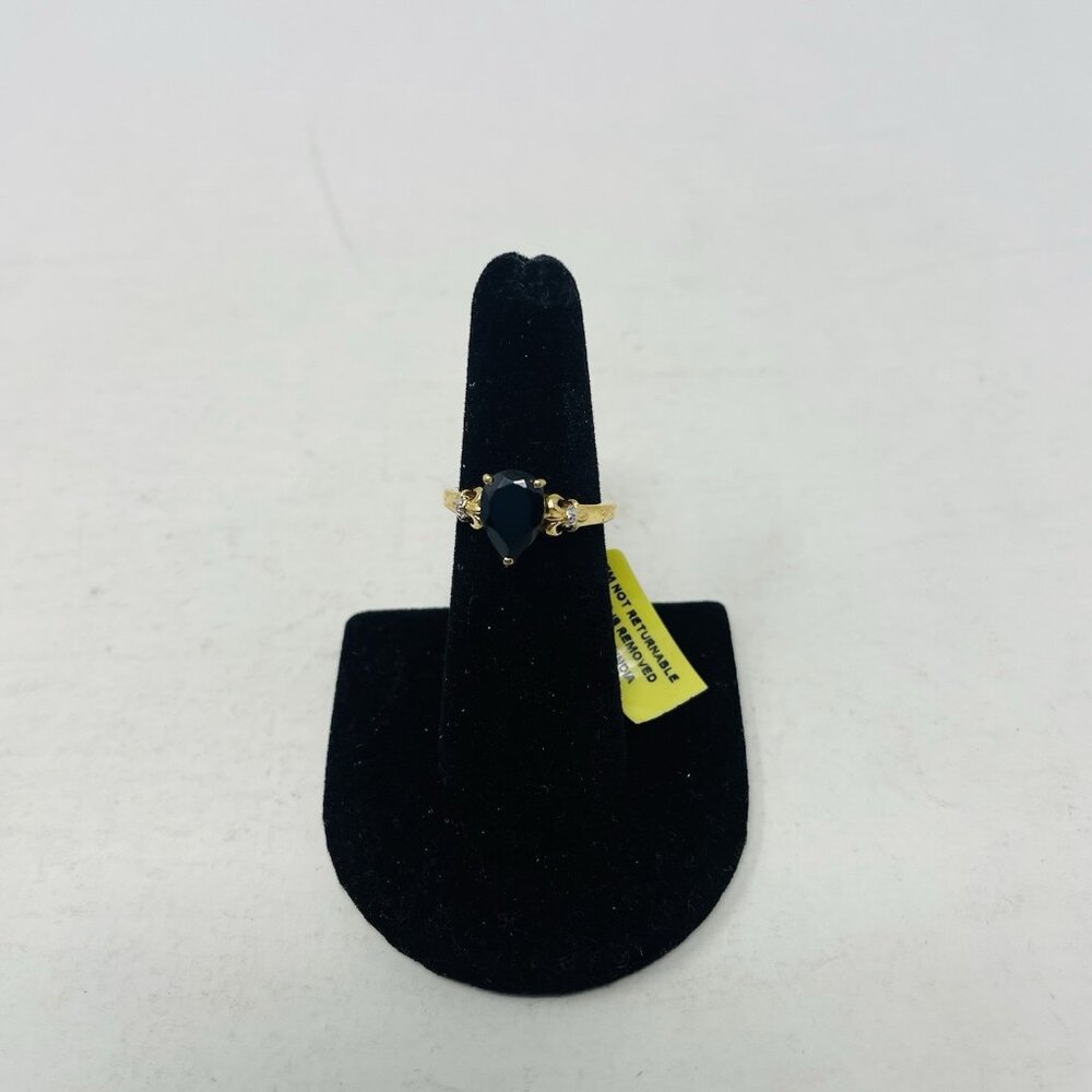 Shop LC Thai Black Spinel Size 6 14K Yellow Gold Over Sterling Silver Ring 5142